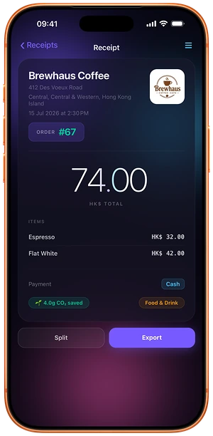 A Loop CheckOut receipt arriving moments after payment, with its order number.